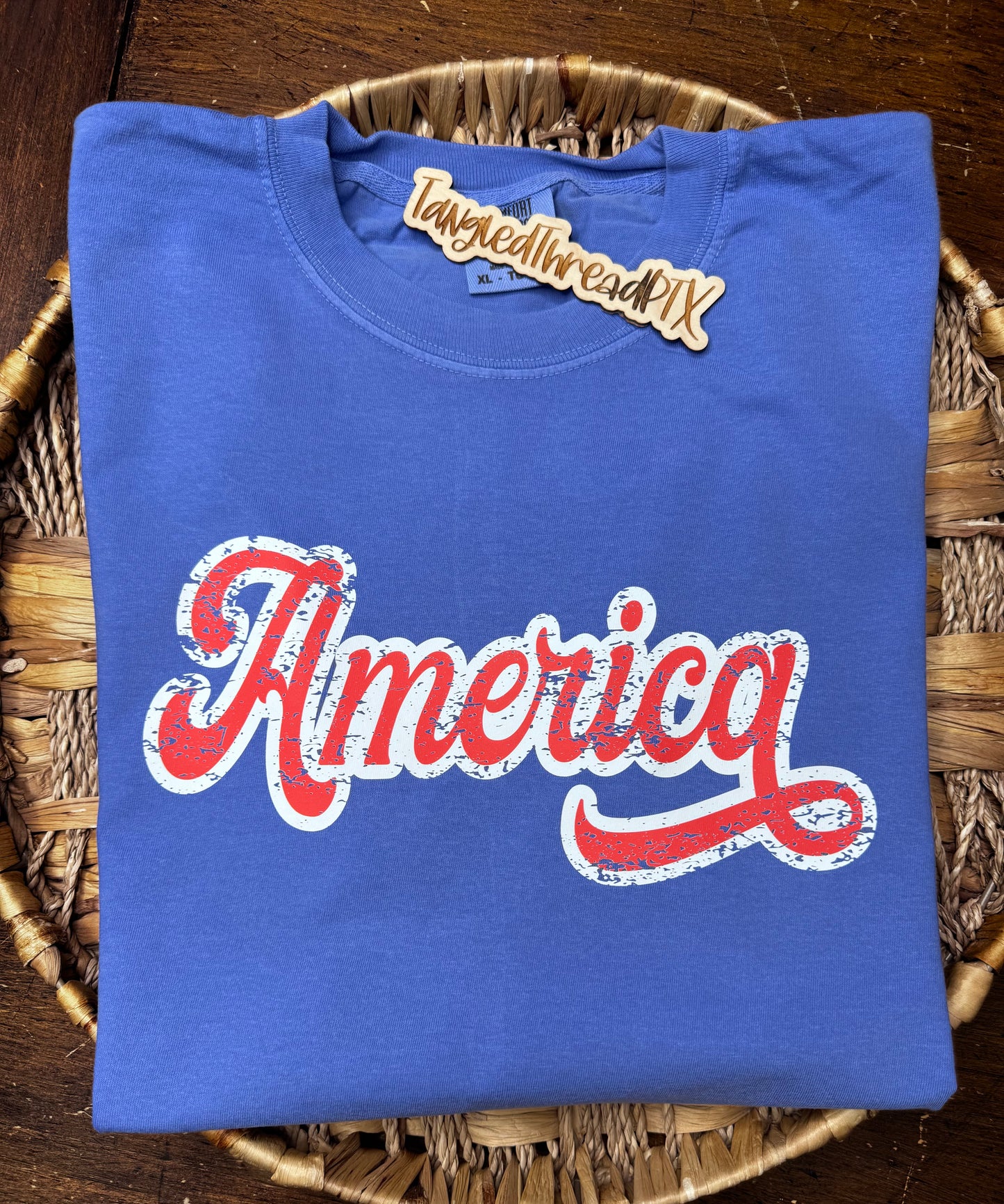 Flo Blue America Distressed Letters