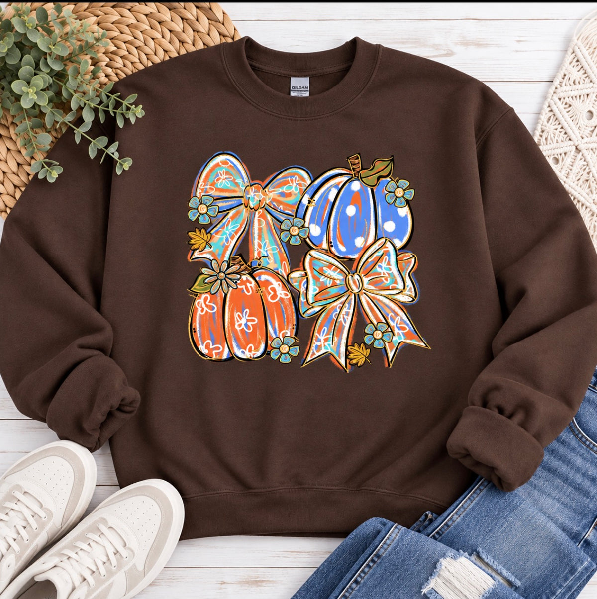 Whimsical Painted Pumpkins Sweatshirt