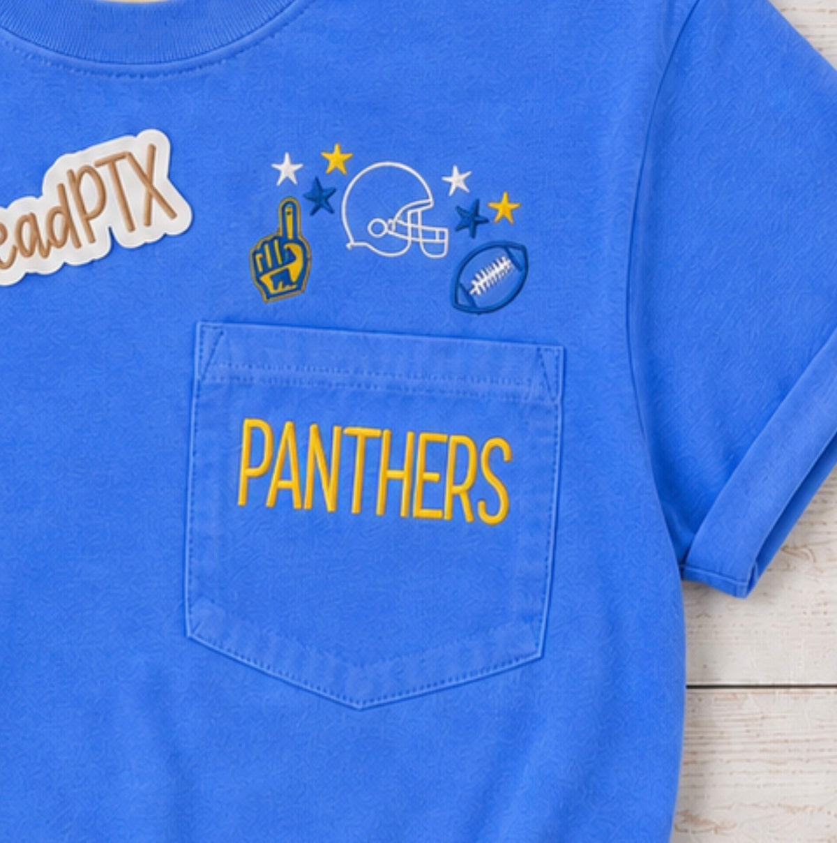 Panthers Football Embroidered Pocket Tee