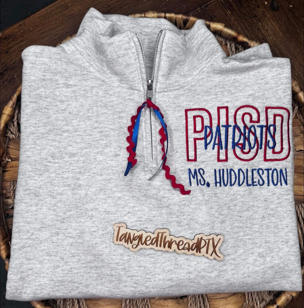 PISD Patriots - Red PISD & Personalized - 1/4 Zip Sweatshirt