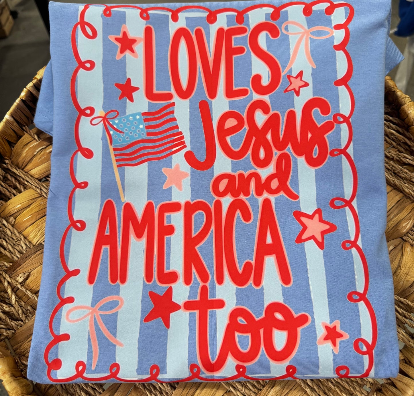 Loves Jesus & America Too - Carolina Blue