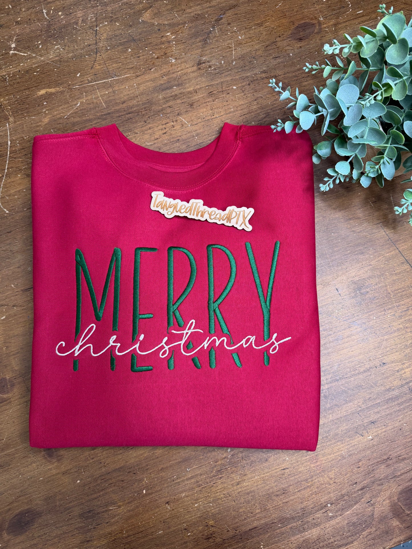MERRY Christmas Tall Letters - Embroidered sweatshirt