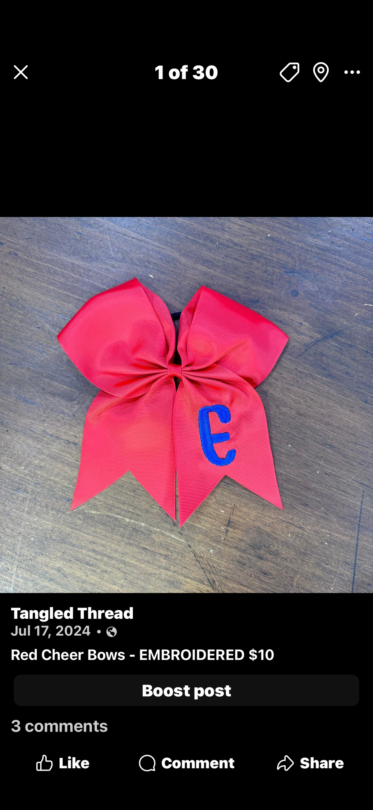 Patriots Cheer Bows - EMBROIDERED - Single Letter