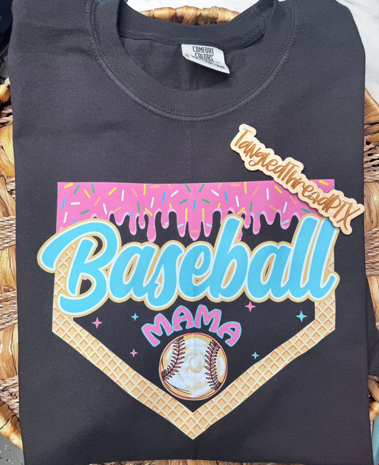 Black Baseball Mama Ice cream Drip