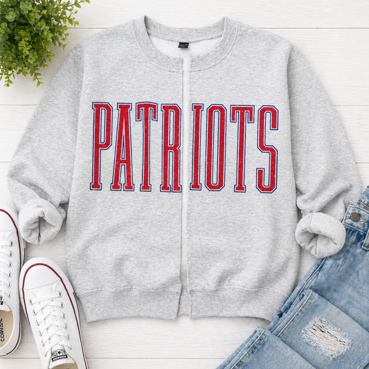 Patriots Tall Letters - Red with Blue Outline