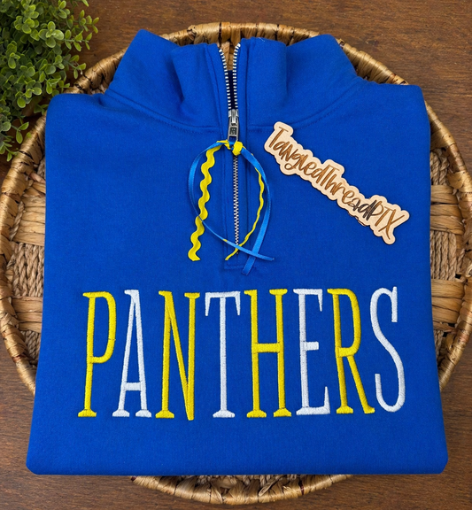 PANTHERS Alternating Colors - 1/4 Zip Sweatshirt - EMBROIDERED