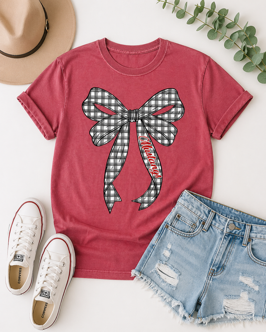 Crimson Mustangs Gingham Bows