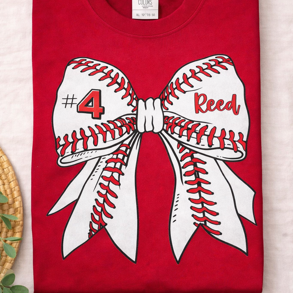Customizable Baseball Bow Tee - Comfort Colors