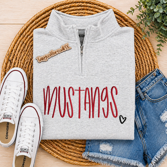 Ash Gray Mustangs 1/4 Zip - Embroidered