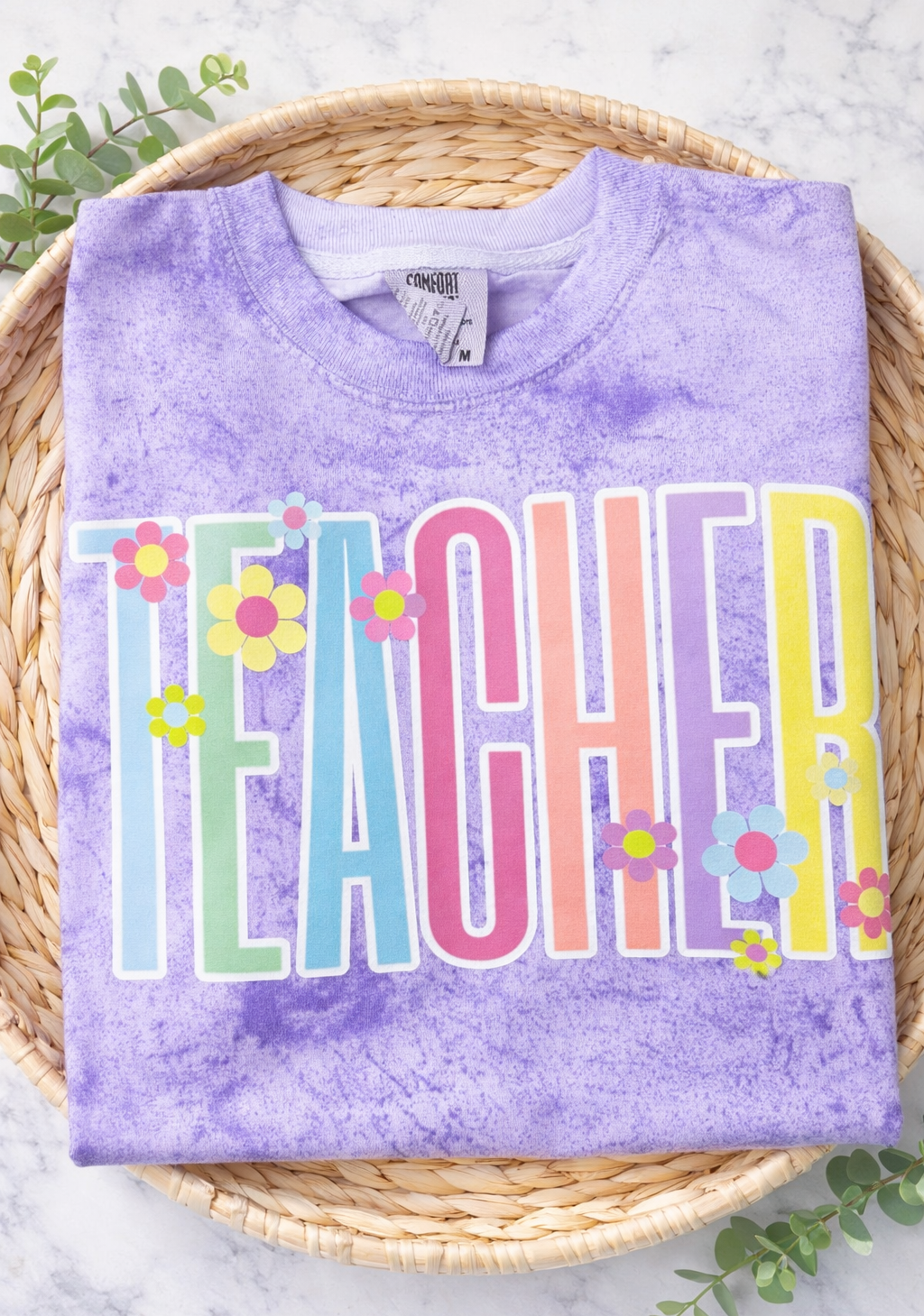Retro Floral Teacher - Comfort Colors Colorblast