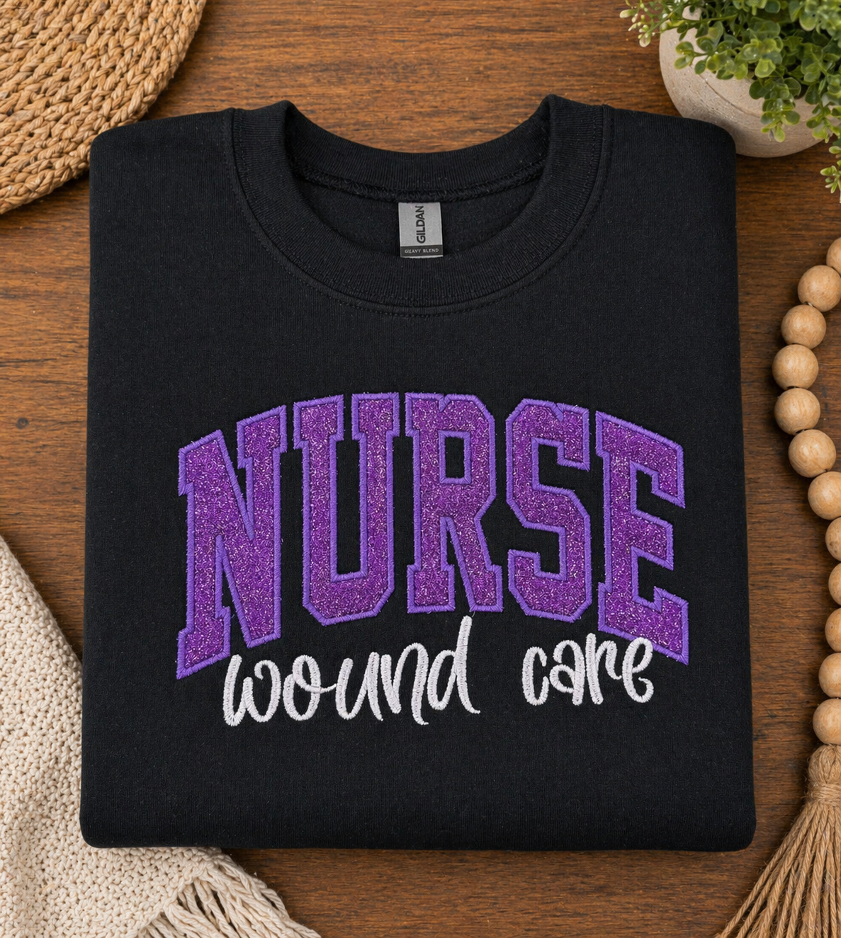 Purple Wound Care Embroidered - Black Gildan Sweatshirt