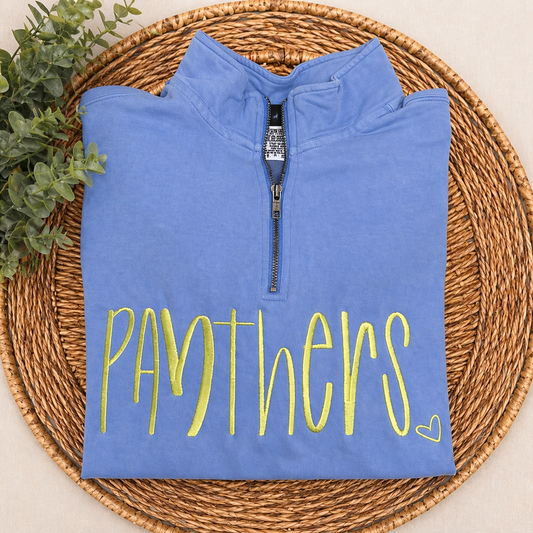 Panthers Hand Letter 1/4 Zip - Embroidered