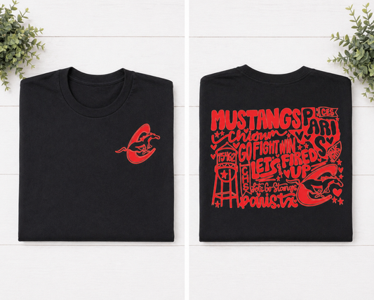 Black Mustangs Collage Red Letters
