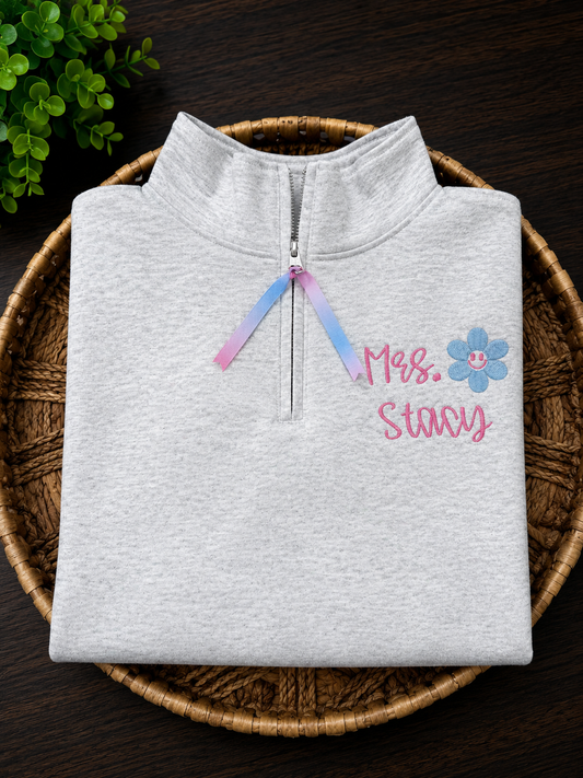 Daisy Personalized Quarter Zip - Embroidered