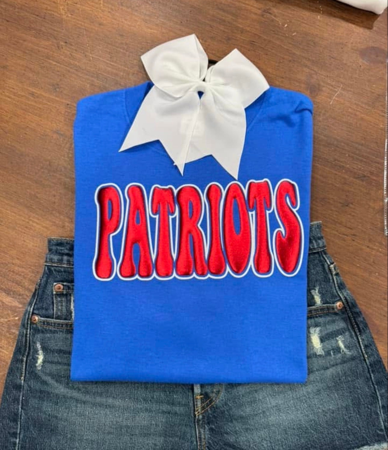 Patriots with Metallic Puff & White Glitter Outline