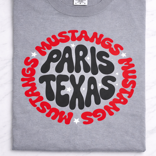 Mustangs Paris Texas- Round - Granite Comfort Colors