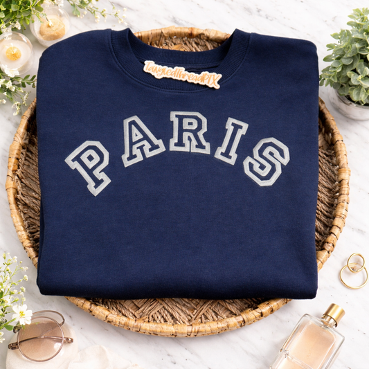Navy Blue - PARIS in Metallic Silver Puff