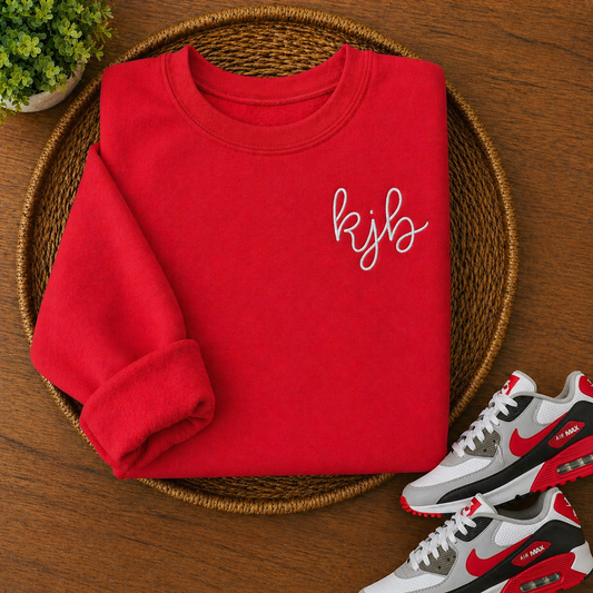 Red Pocket Monogram - Personalized - Embroidered