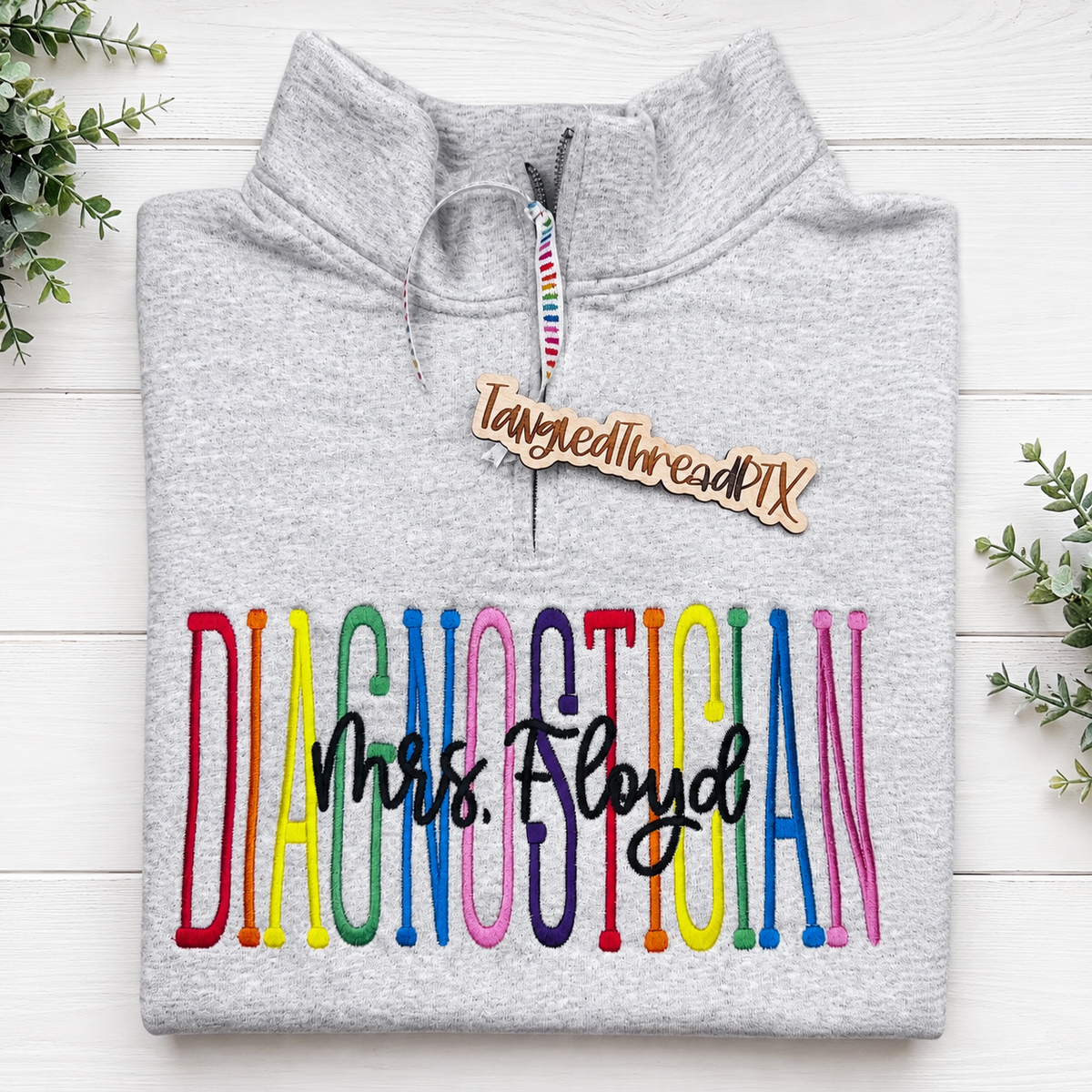 Diagnostician - Personalized / Embroidered 1/4 Zip Sweatshirt