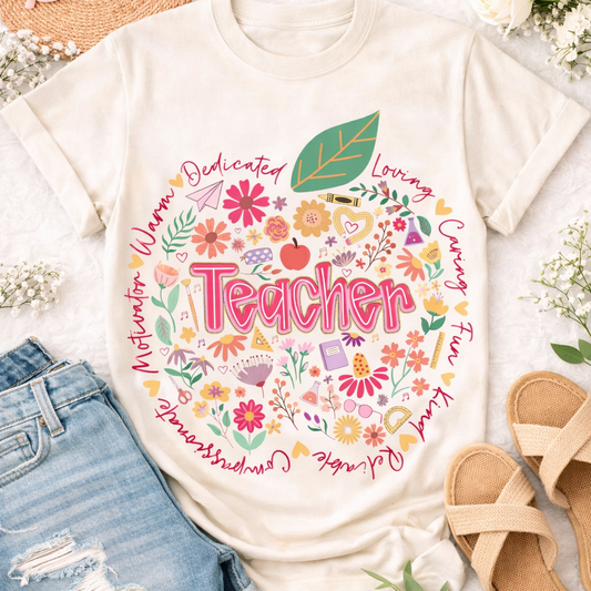 Natural TEACHER Apple- Gildan