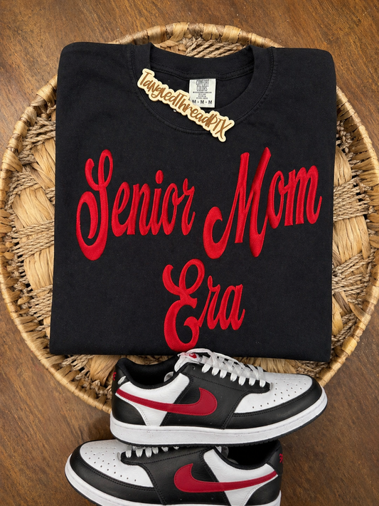 Black Senior Mom Era - Red Metallic Puff