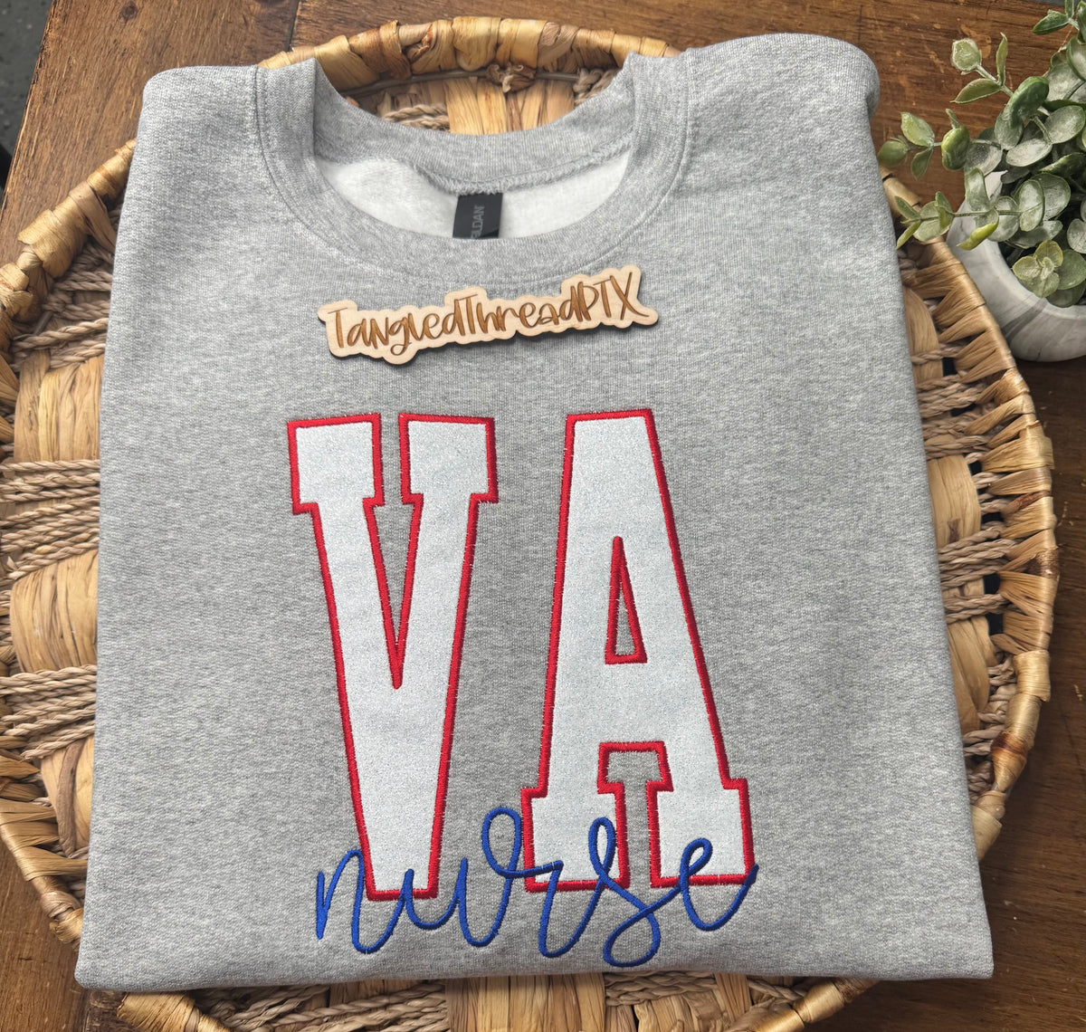 Sport Gray VA Nurse Embroidered Crewneck