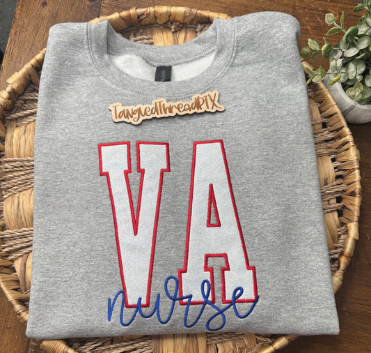 Sport Gray VA Nurse Embroidered Crewneck