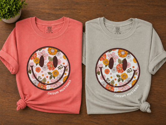 Retro Floral Smileys - Chisum Mustangs