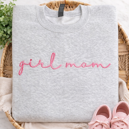 Girl Mom Script - Embroidered Gildan Sweatshirt