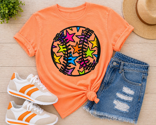 Neon Orange Softball Stars!