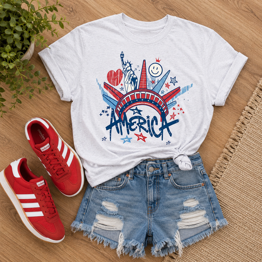 Ash Gray America Liberty T-Shirt