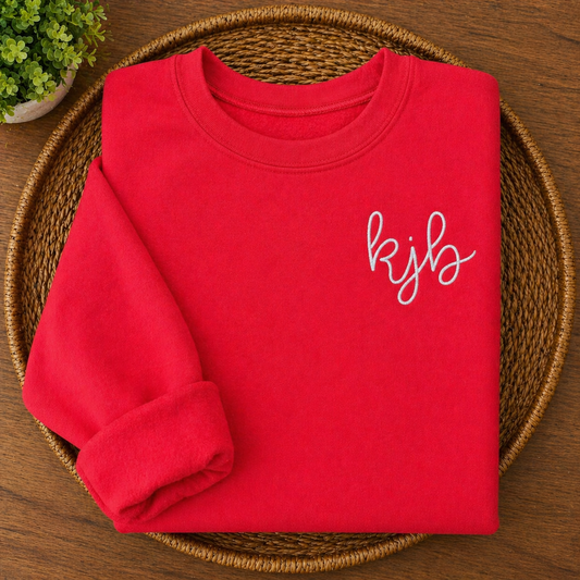 Red Script Pocket Monogram Sweatshirt