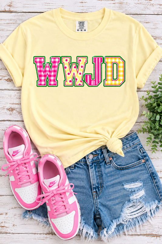 WWJD Polka Dots & Stripes - Butter Yellow or Blossom Pink