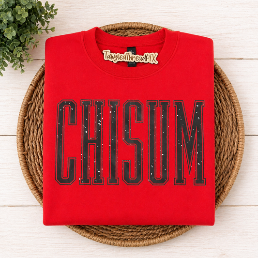 Red Tall Black Letters CHISUM