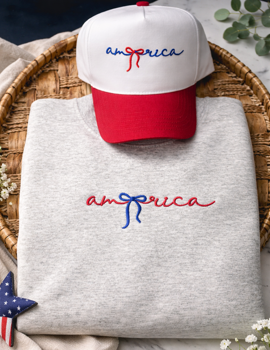 America Bow Embroidered Sweatshirt - Gildan