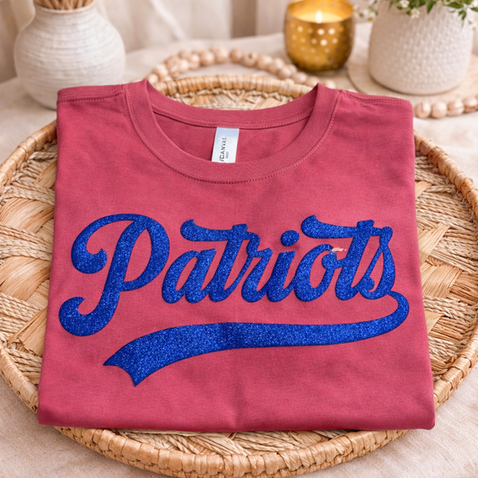Bella Canvas Vintage Red -Glitter Royal Blue PUFF