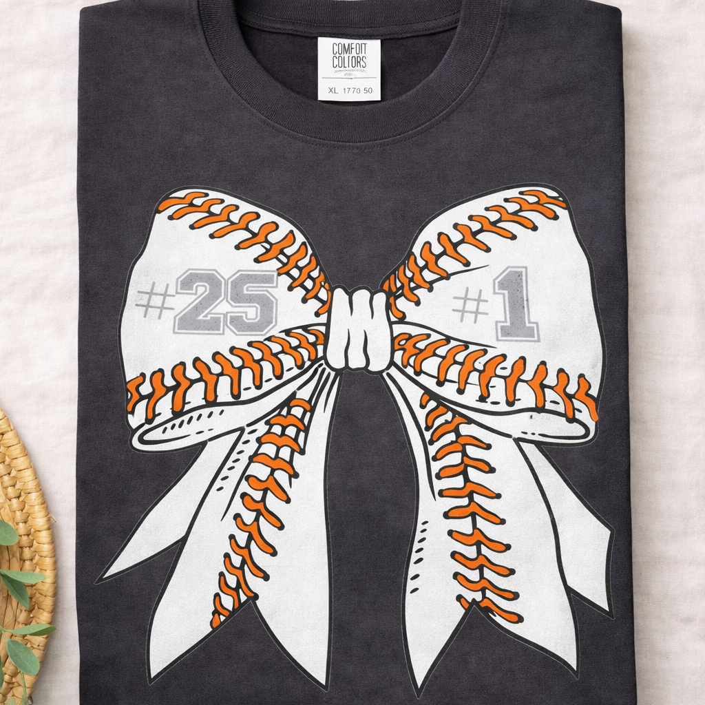 Customizable Baseball Bow Tee - Comfort Colors