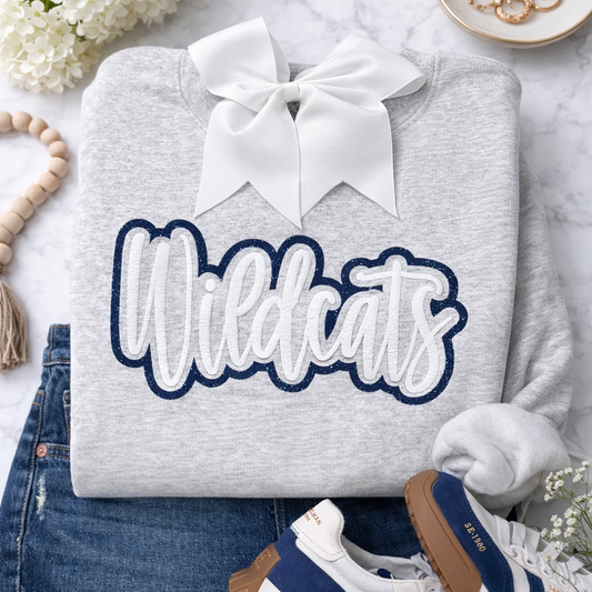 Wildcats Glitter Outline Puff Sweatshirt