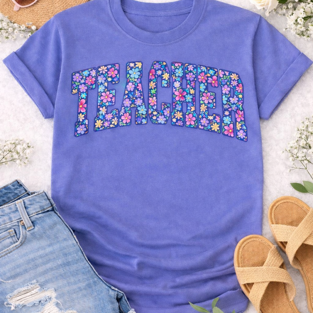 Violet TEACHER Floral Retro