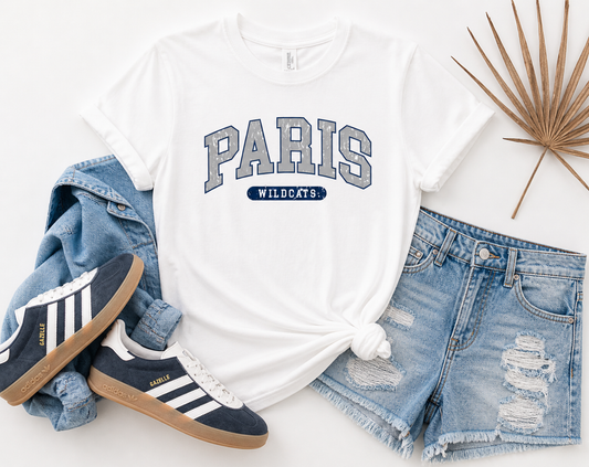 White Paris Wildcats Distressed