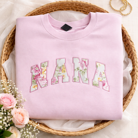Nana- Embroidered - Pink Gildan Sweatshirt