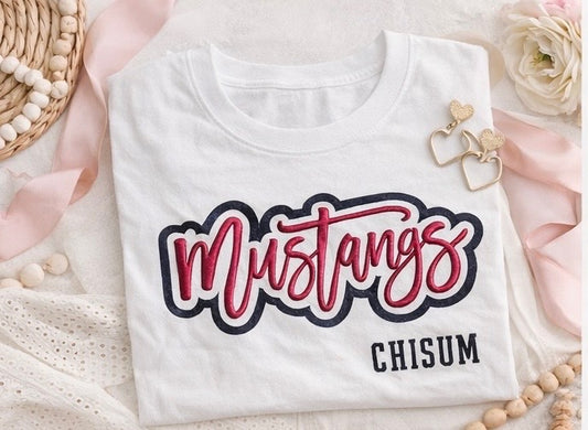 Mustangs Glitter Outline Puff - Red Metallic