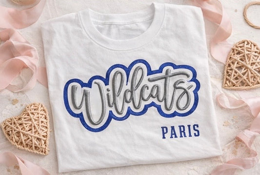 Wildcats Glitter Outline Puff - Silver Metallic