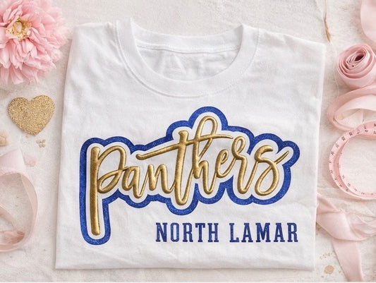 Panthers Glitter Outline Puff - Gold Metallic