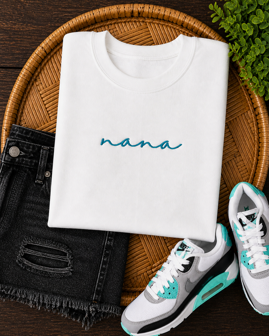 White Nana -Customizable Thread Color - Embroidered