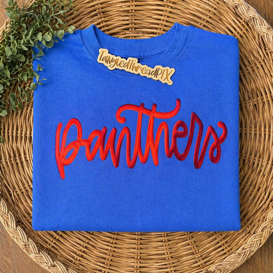 Panthers - Red Metallic Puff - Royal Blue Gildan
