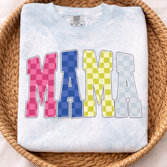 Checkered Mama - Blue Comfort Colors Colorblast