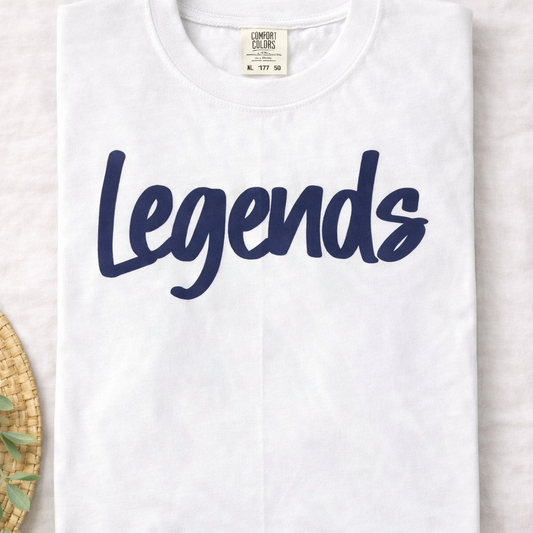 Legends - Navy Blue Puff - White Comfort Colors