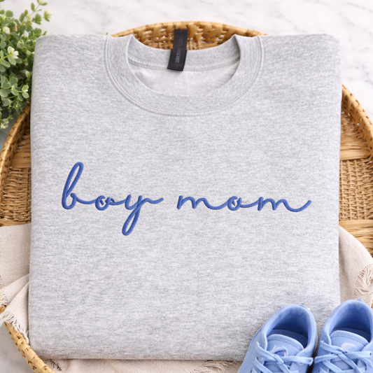 Boy Mom Script - Embroidered Gildan Sweatshirt