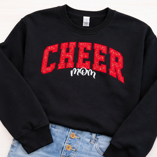 CHEER MOM - Black Gildan - Glitter Vinyl